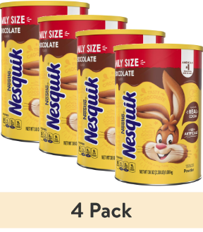 (4 pack) Nestle Nesquik Chocolate Flavor Powder Stir In Drink Mix Canister 38 oz